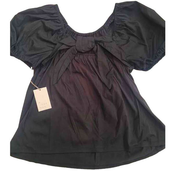 Women' Small Puff Short Sleeve Tie-Back Top, Black - a New Day +Free Ship - Picture 2 of 4